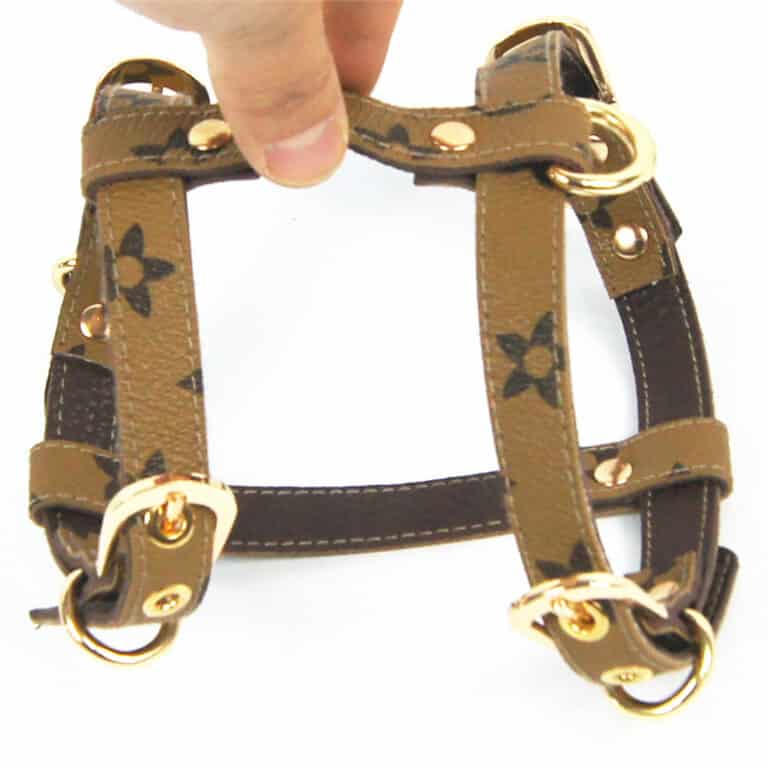 DINA Harness & Leash Set β Brown Faux Leather Luxury