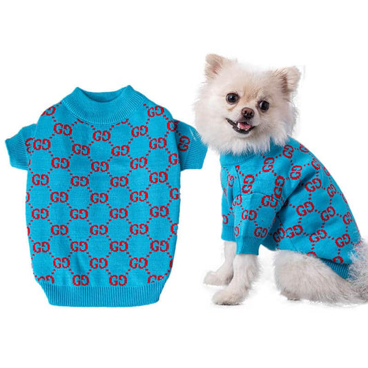 cute blue dog sweater w488#