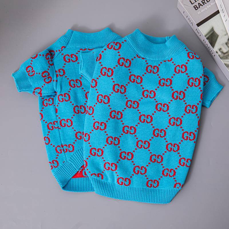 cute blue dog sweater w488#