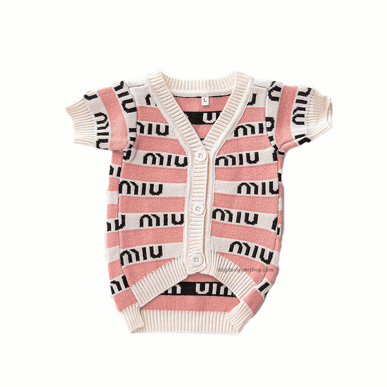 Pink dog cardigan sweater w652#