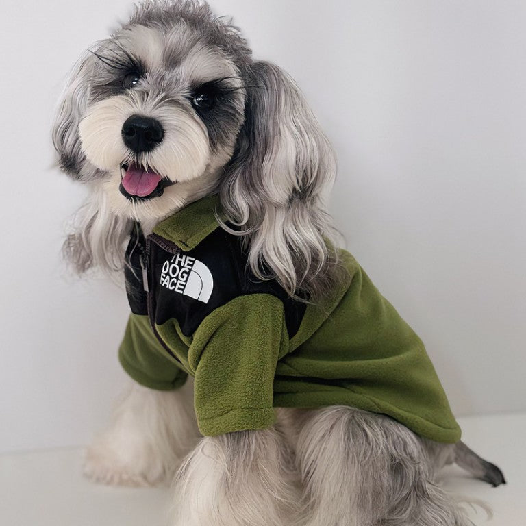 Green Dog Face Jacket – Ultra-Soft Fleece Winter Coat for All Dog Sizes (Small to Large Breeds) w694