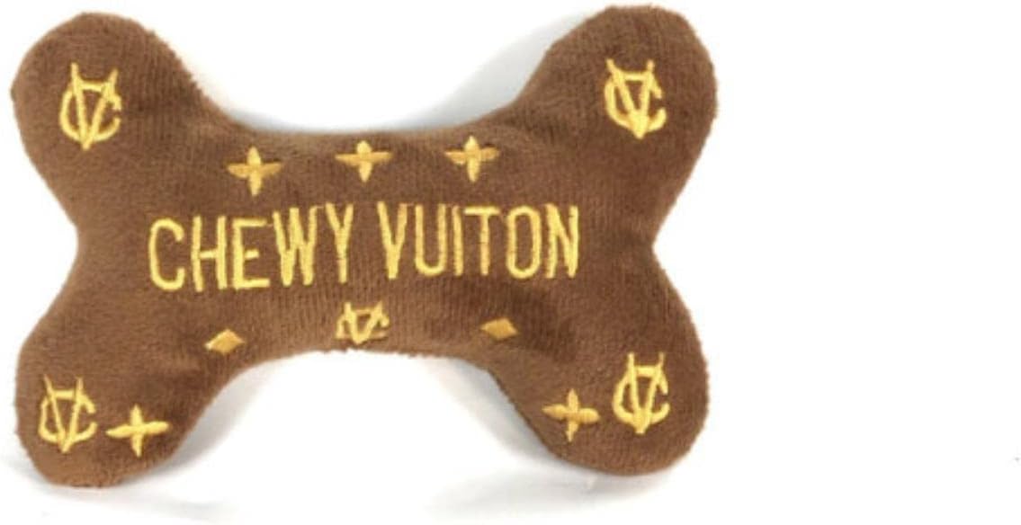 LUXURY CHEWY VUITON DOG BONE: BROWN