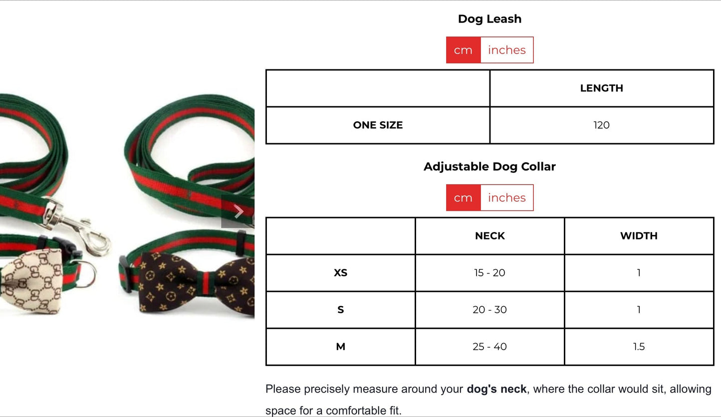 PAWCCI BOW TIE COLLAR LEASH SET