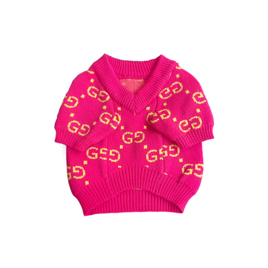 Pawcci Pink V-Neck Sweater