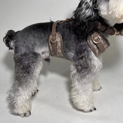 LUXURY LEATHER POOCHI HARNESS, COLLAR & LEAD