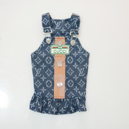 designer blue dog dress w691