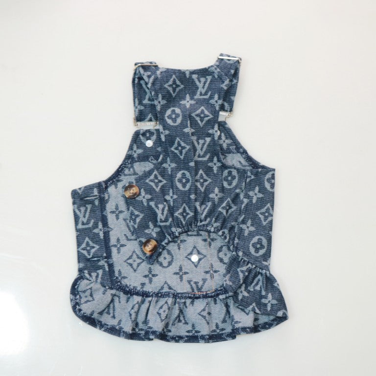designer blue dog dress w691