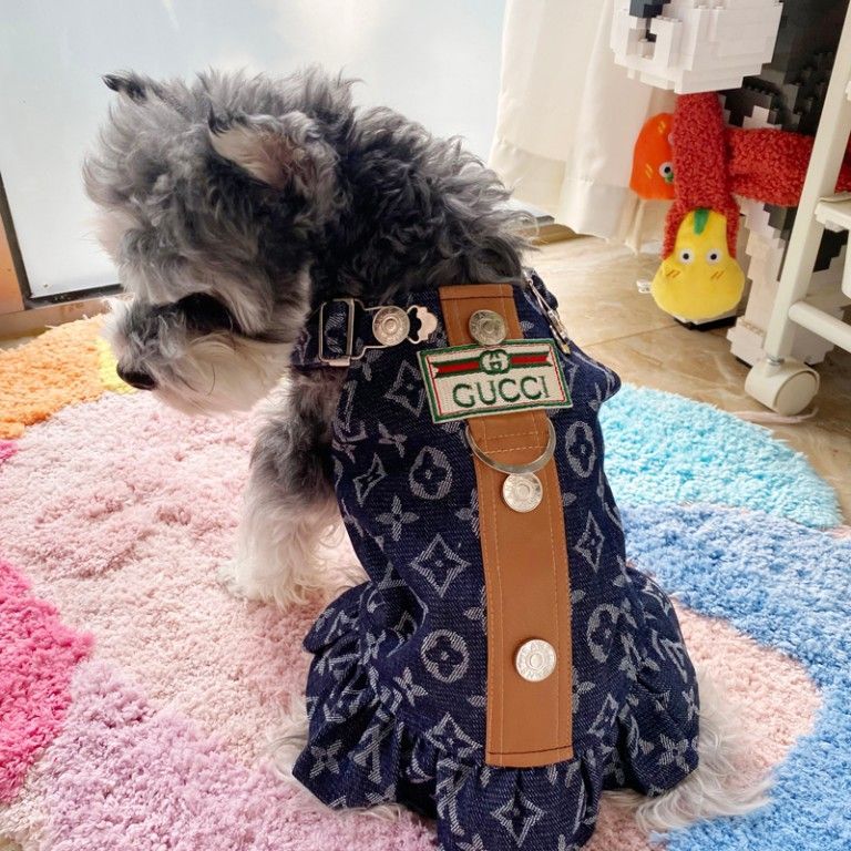 designer blue dog dress w691