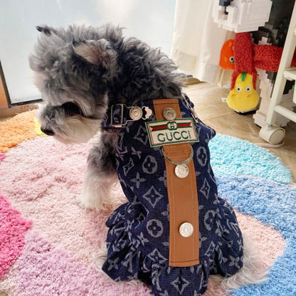 designer blue dog dress w691