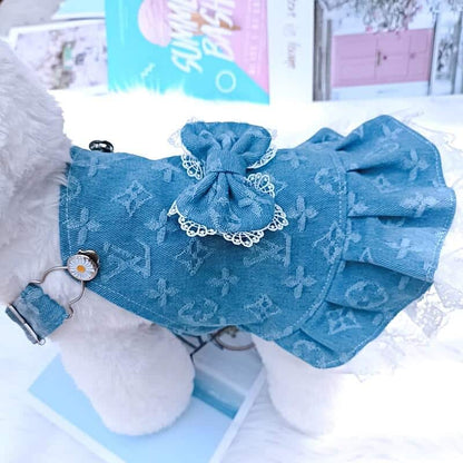 Adorable Pink & Blue Dog Dresses – Soft Polyester Sleeveless Outfits for Small & Medium Dogs w556#