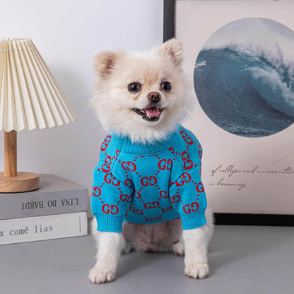 cute blue dog sweater w488#