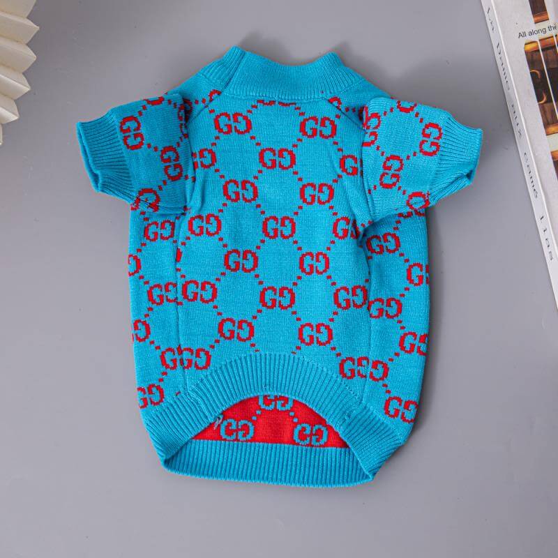 cute blue dog sweater w488#