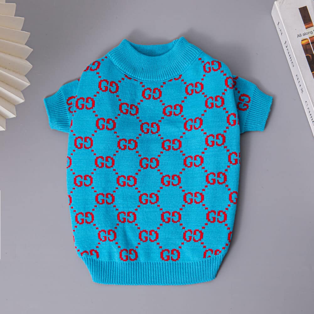 cute blue dog sweater w488#