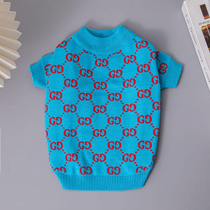 cute blue dog sweater w488#