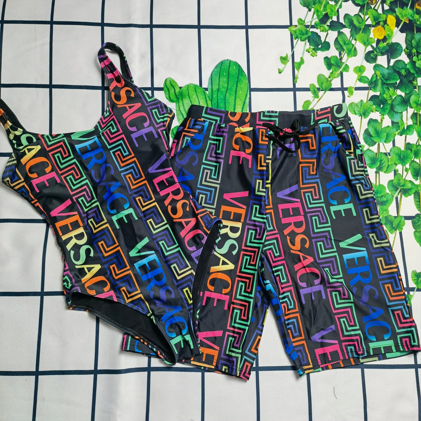 Women's Summer One-Piece Swimsuit and Men's Beach Shorts