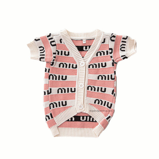 Pink dog cardigan sweater w652#