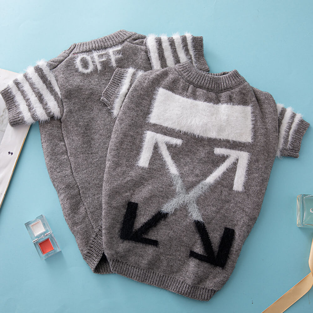Grey dog sweaters w036#