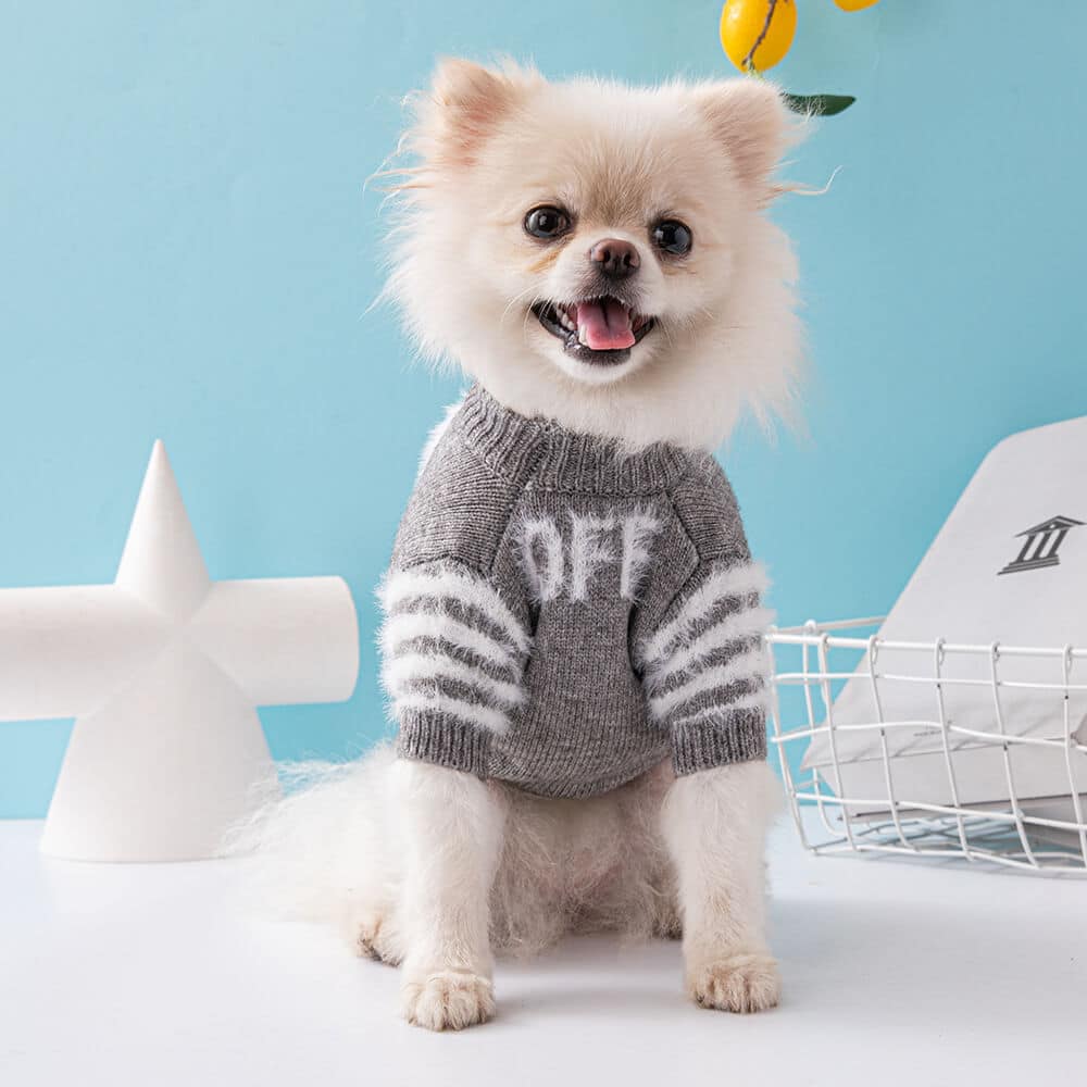 Grey dog sweaters w036#