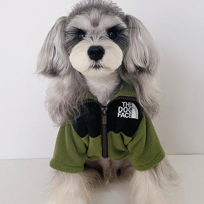 Green Dog Face Jacket – Ultra-Soft Fleece Winter Coat for All Dog Sizes (Small to Large Breeds) w694