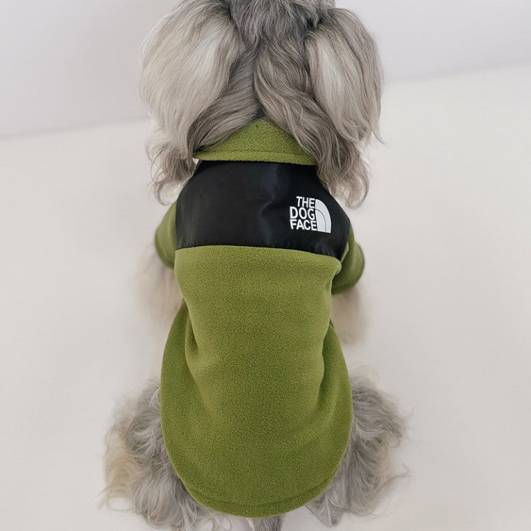 Green Dog Face Jacket – Ultra-Soft Fleece Winter Coat for All Dog Sizes (Small to Large Breeds) w694