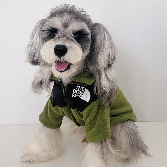 Green Dog Face Jacket – Ultra-Soft Fleece Winter Coat for All Dog Sizes (Small to Large Breeds) w694